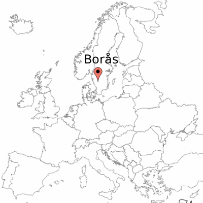 Map of Europe to show where Bor&aring;s is located in Sweden